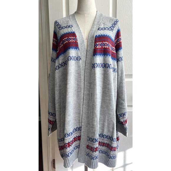 LANE BRYANT Fair Isle Open Front Knit Cardigan Jacket - Picture 4 of 12
